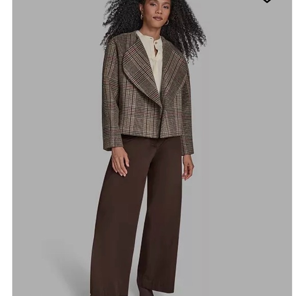 BCBG Women's Checkered Blazer - Brown and Red - Picture 2 of 8